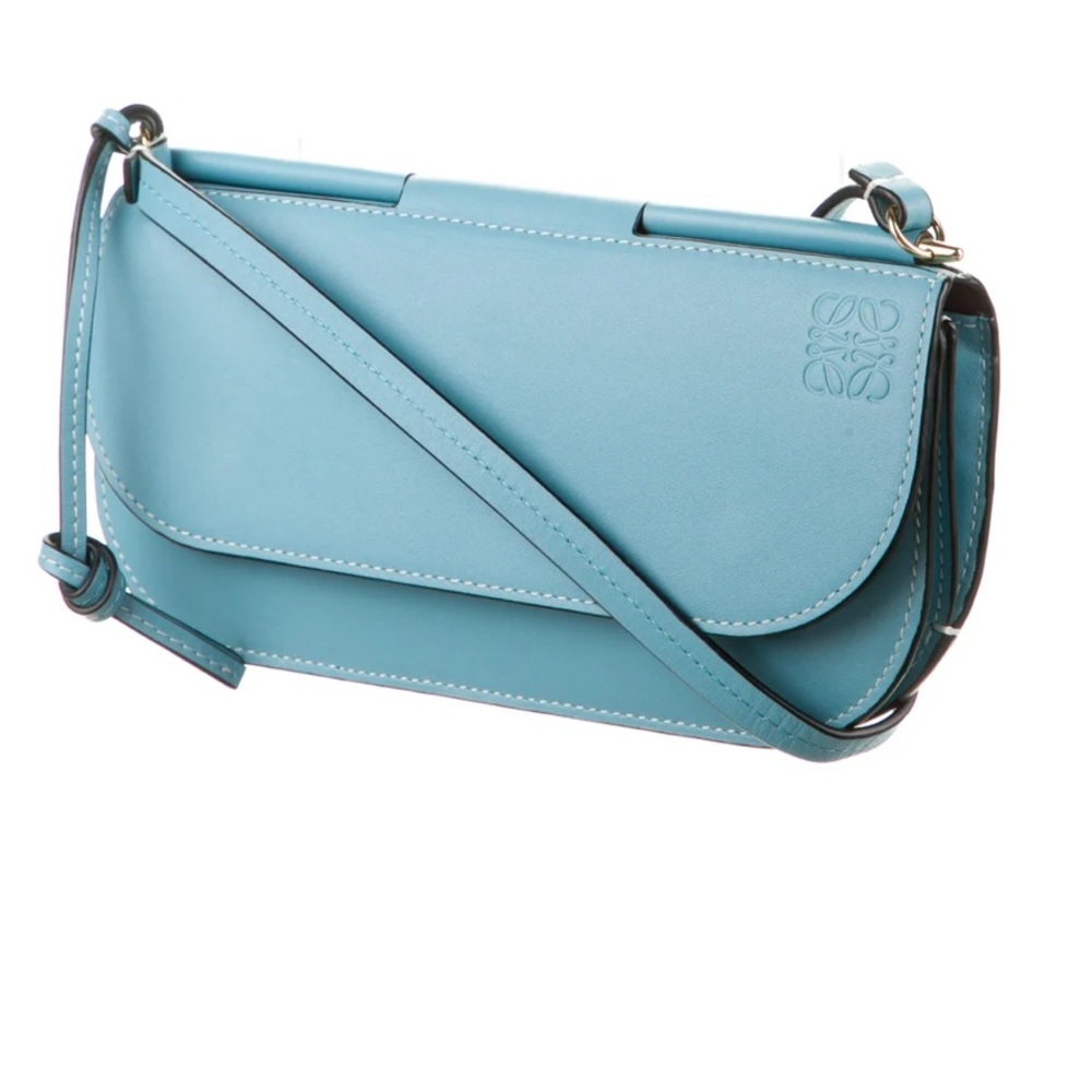 LOEWE Gate Pochette crossbody bag light blue calf skin